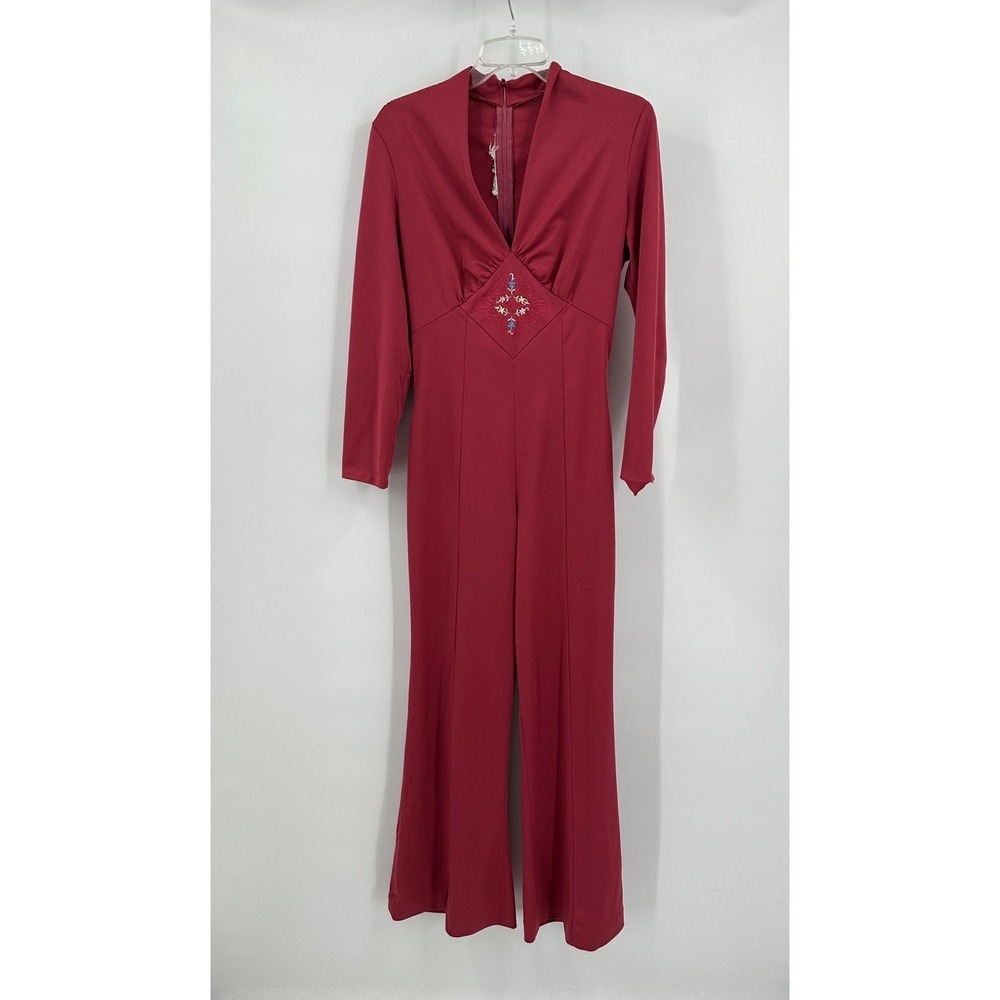 Estivo Womens Vintage 70s Disco Wide‎ Leg Jumpsuit Size S Embroidered Retro